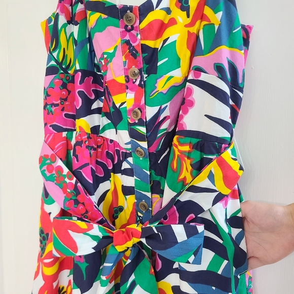 J Crew Multicolor Floral Spaghetti Strap Maxi Dress Size 10 Belt Tie Vacation - Picture 9 of 16